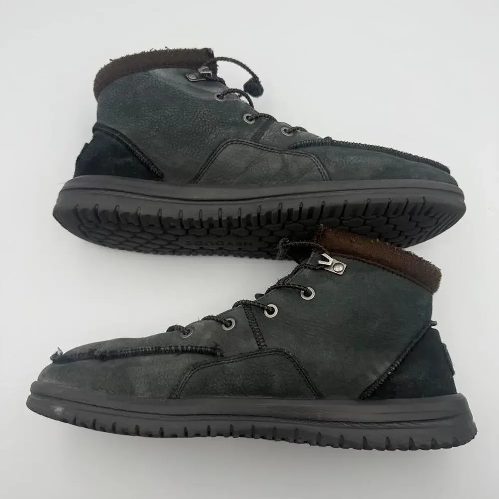 Hey Dude Bradley Boot Leather Black Mens Size 12 Chukka Moc Toe Shoes  No box
